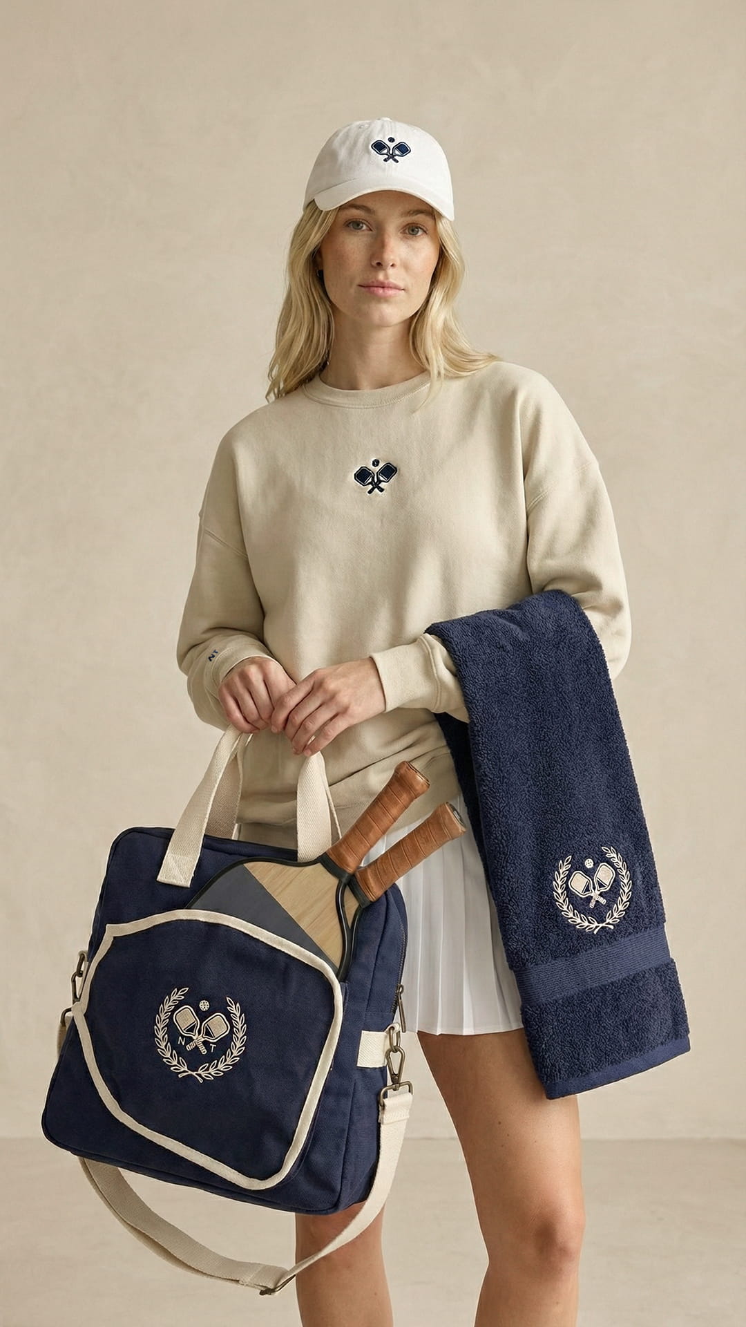 Unisex Heritage Pickleball Towel | Navy