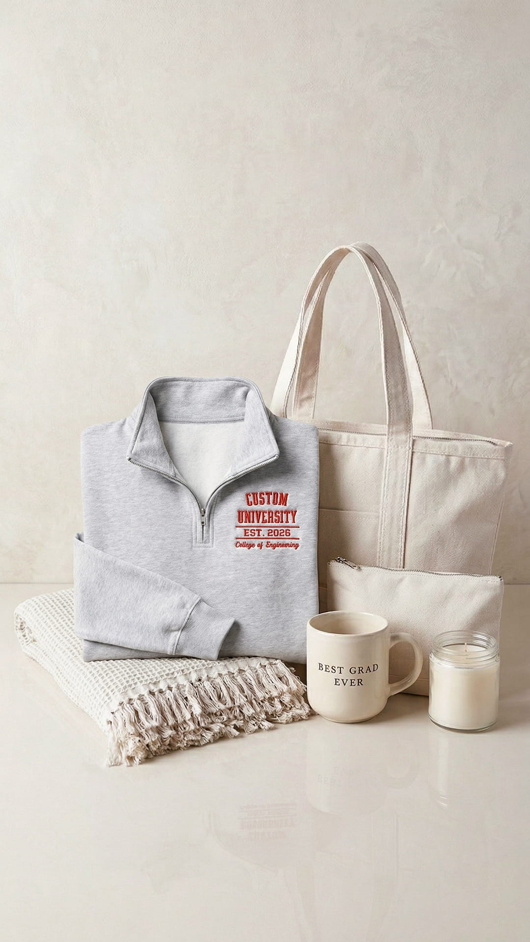 New Student & Grad Gift Box | Custom Embroidered Quarter-Zip Set