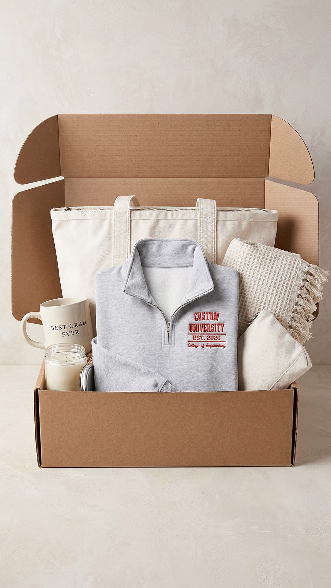 New Student & Grad Gift Box | Custom Embroidered Quarter-Zip Set