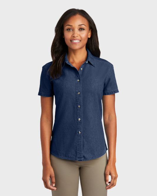 Port & Co™ Women's Short Sleeve Value Denim Shirt