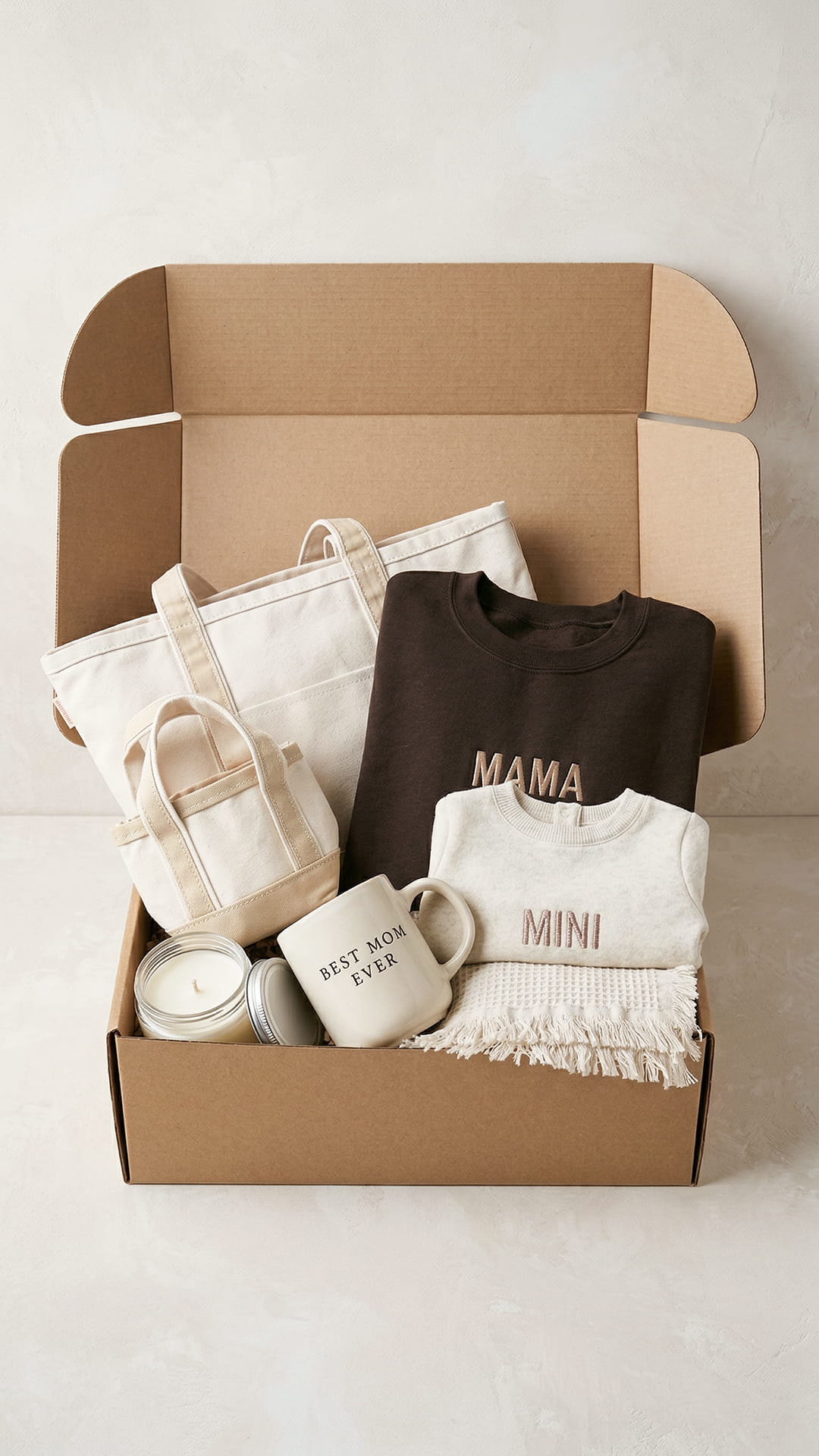 The Matching Mama & Mini Keepsake Box | Embroidered Sweatshirts & Matching Totes, Waffle Blanket, Mug, and Candle