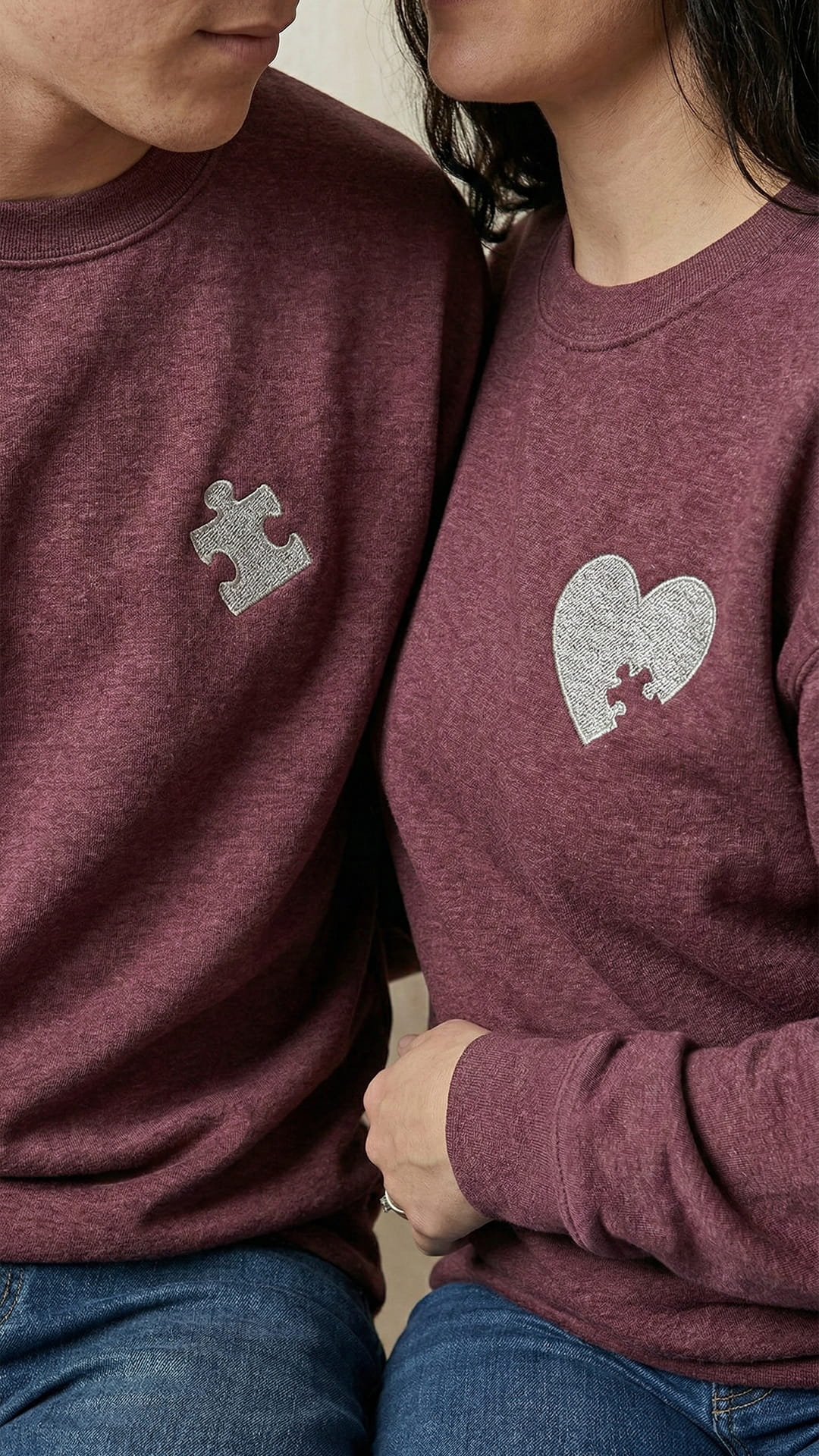 Family Puzzle Piece Embroidered Sweatshirt Bundle