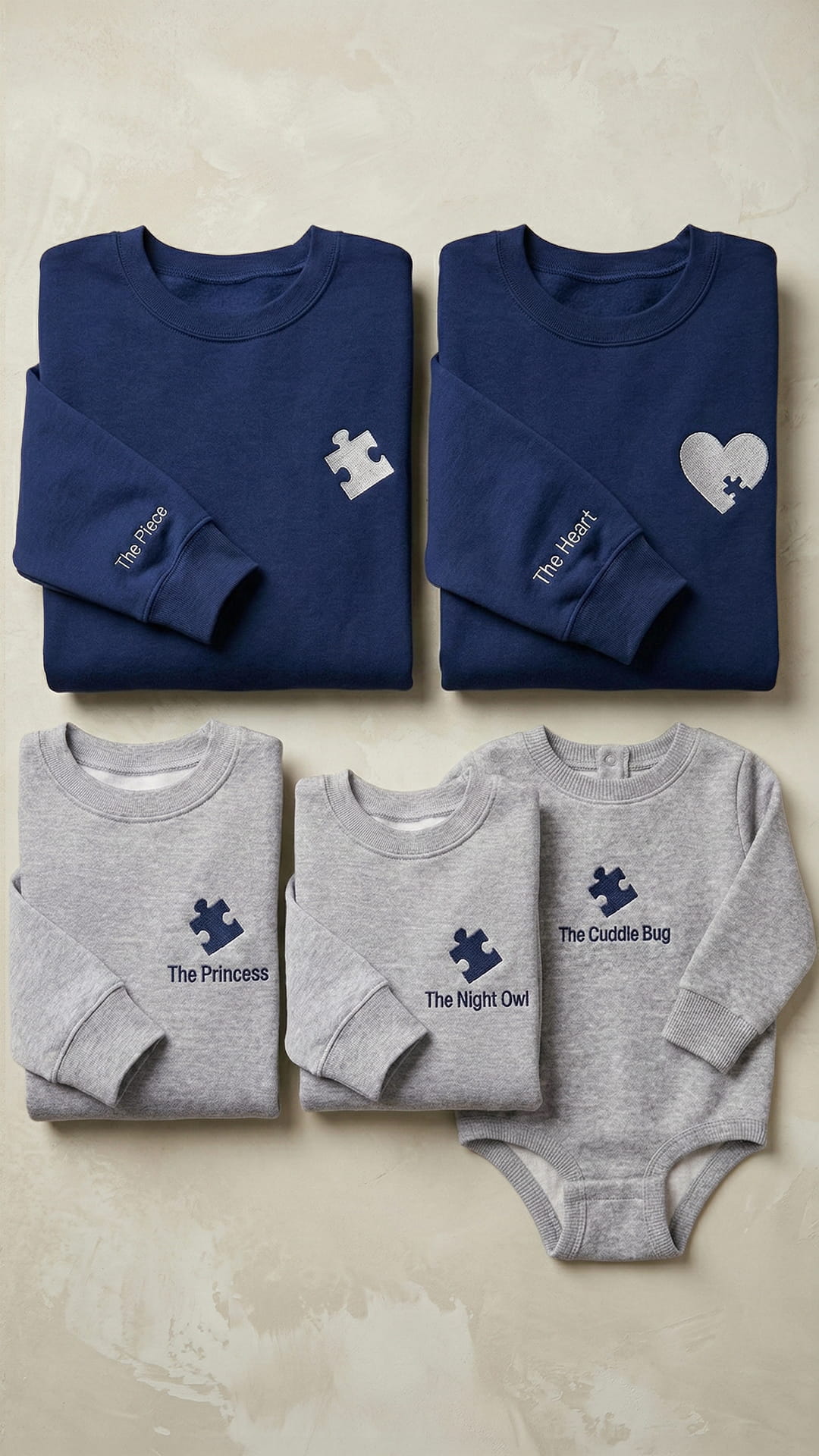 Family Puzzle Piece Embroidered Sweatshirt Bundle