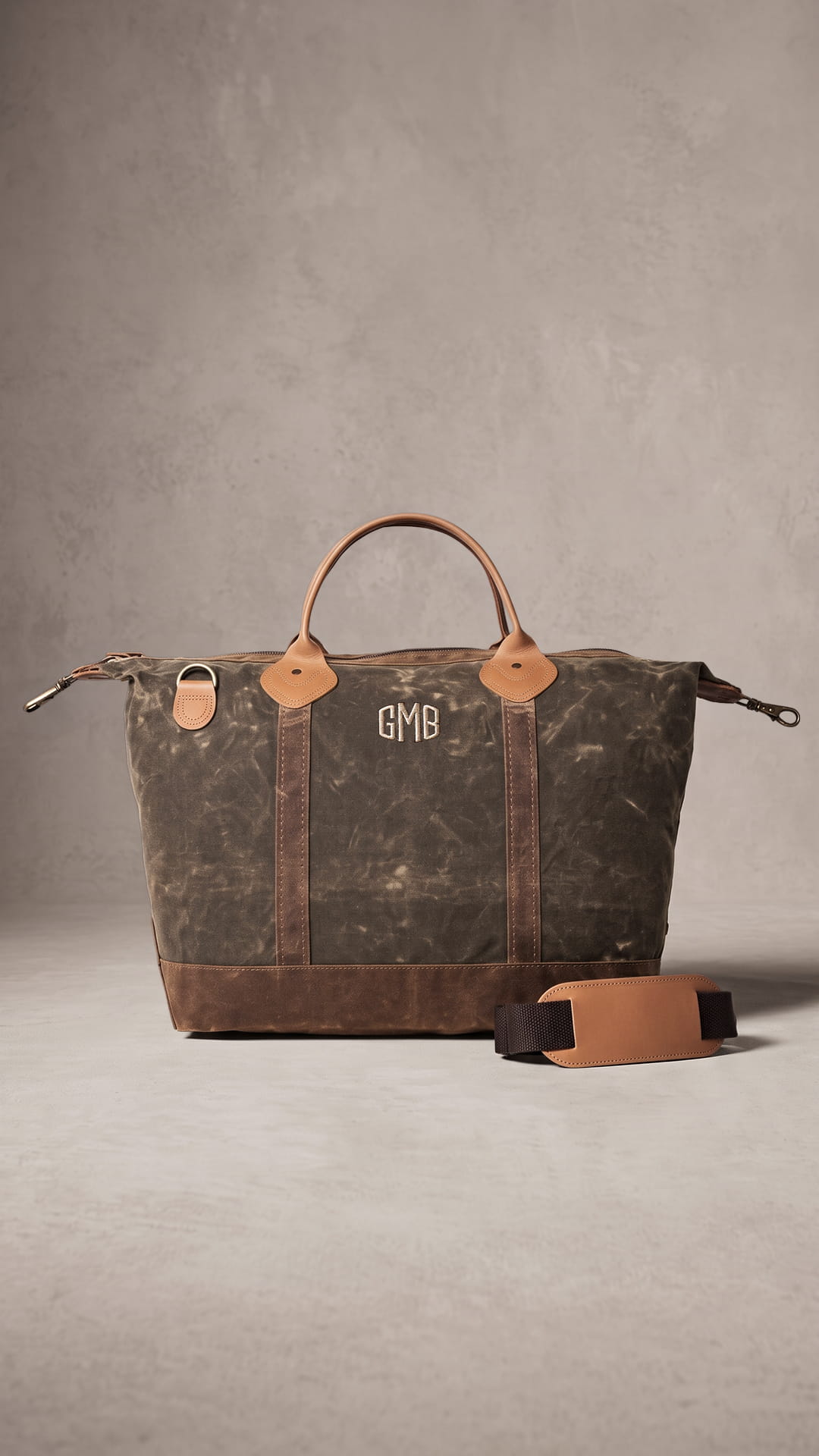 Personalized Waxed Canvas Weekender & Dopp Kit Set | Monogrammed Travel Gift