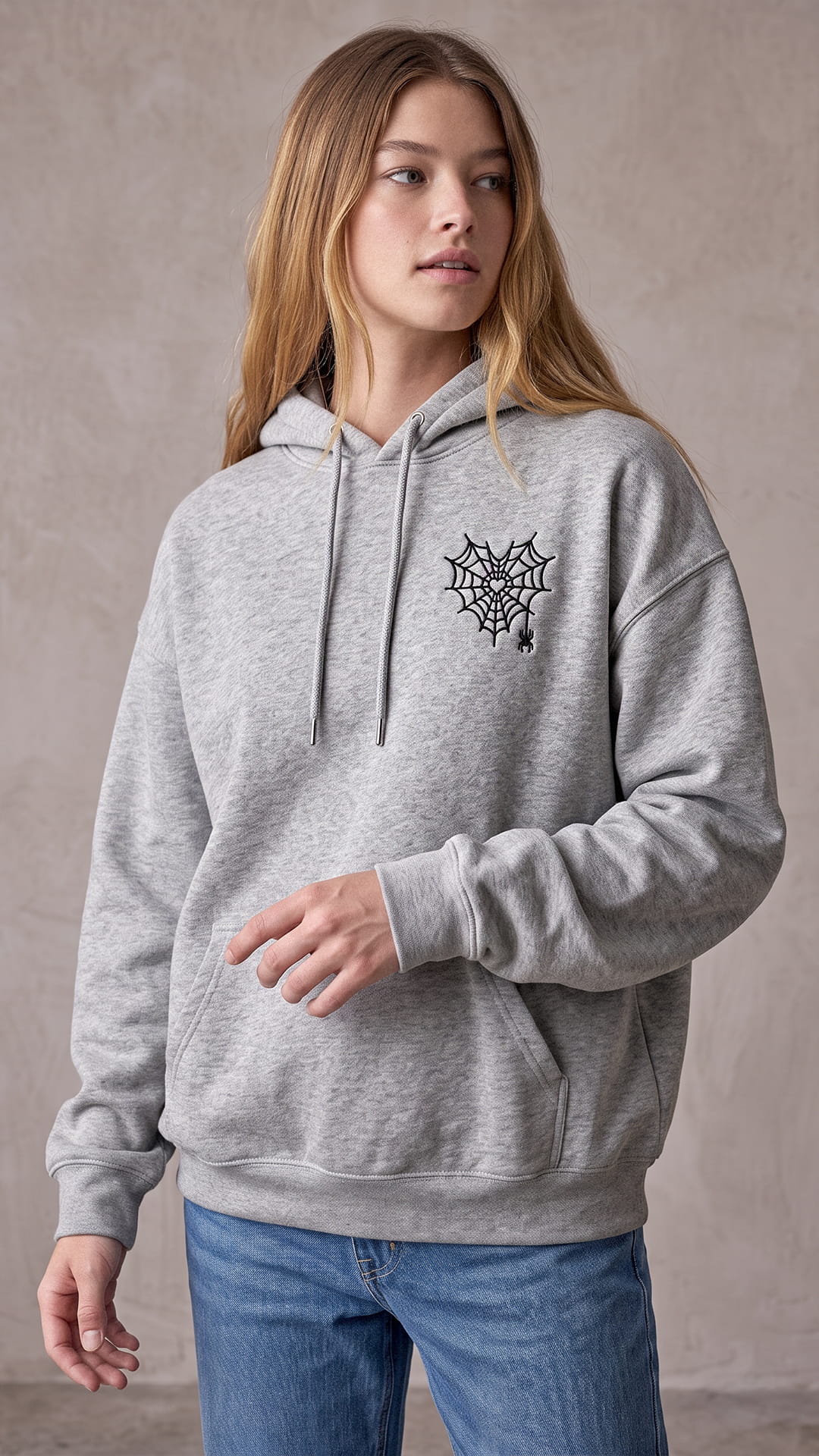 Personalized Halloween Couples Hoodie | Spider Web Heart & Custom Sleeve
