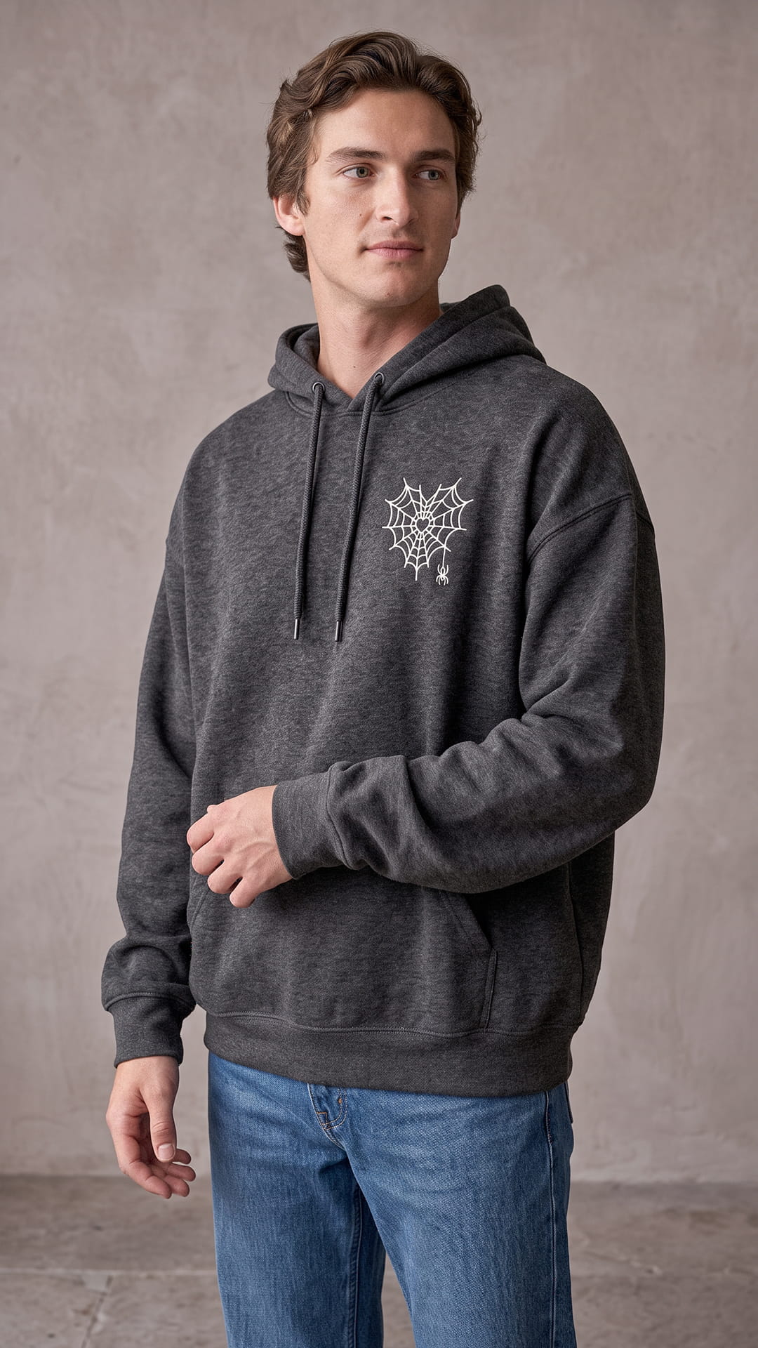Personalized Halloween Couples Hoodie | Spider Web Heart & Custom Sleeve