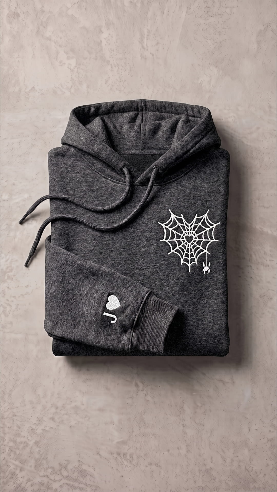 Personalized Halloween Couples Hoodie | Spider Web Heart & Custom Sleeve