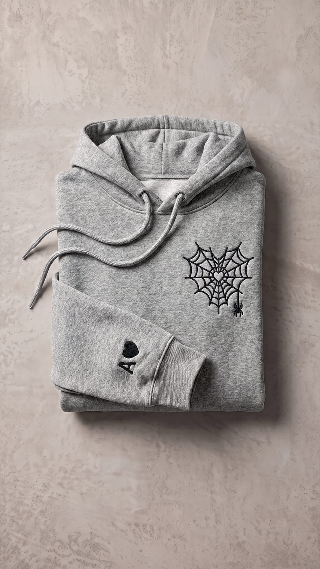 Personalized Halloween Couples Hoodie | Spider Web Heart & Custom Sleeve