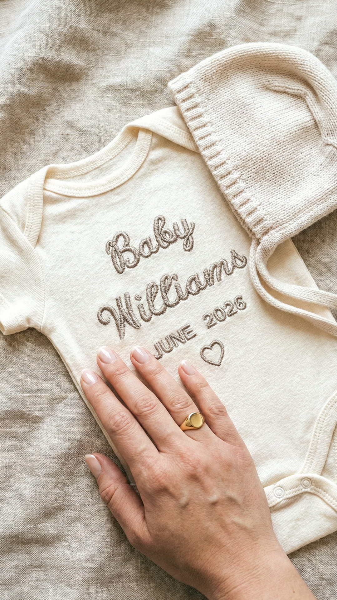 Baby Name & Arrival Date Embroidered Bodysuit