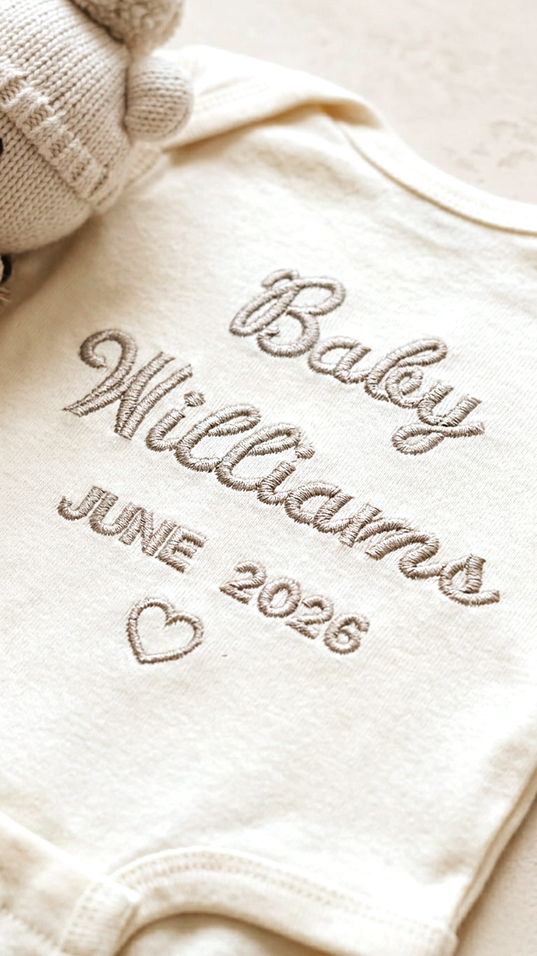Baby Name & Arrival Date Embroidered Bodysuit