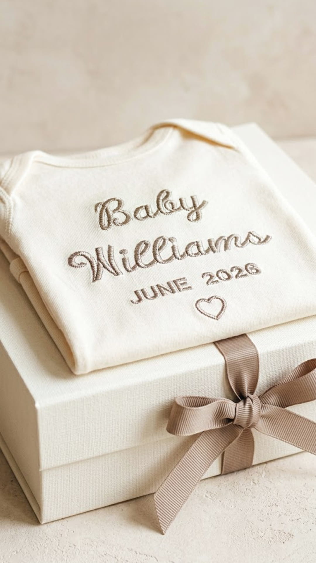 Baby Name & Arrival Date Embroidered Bodysuit