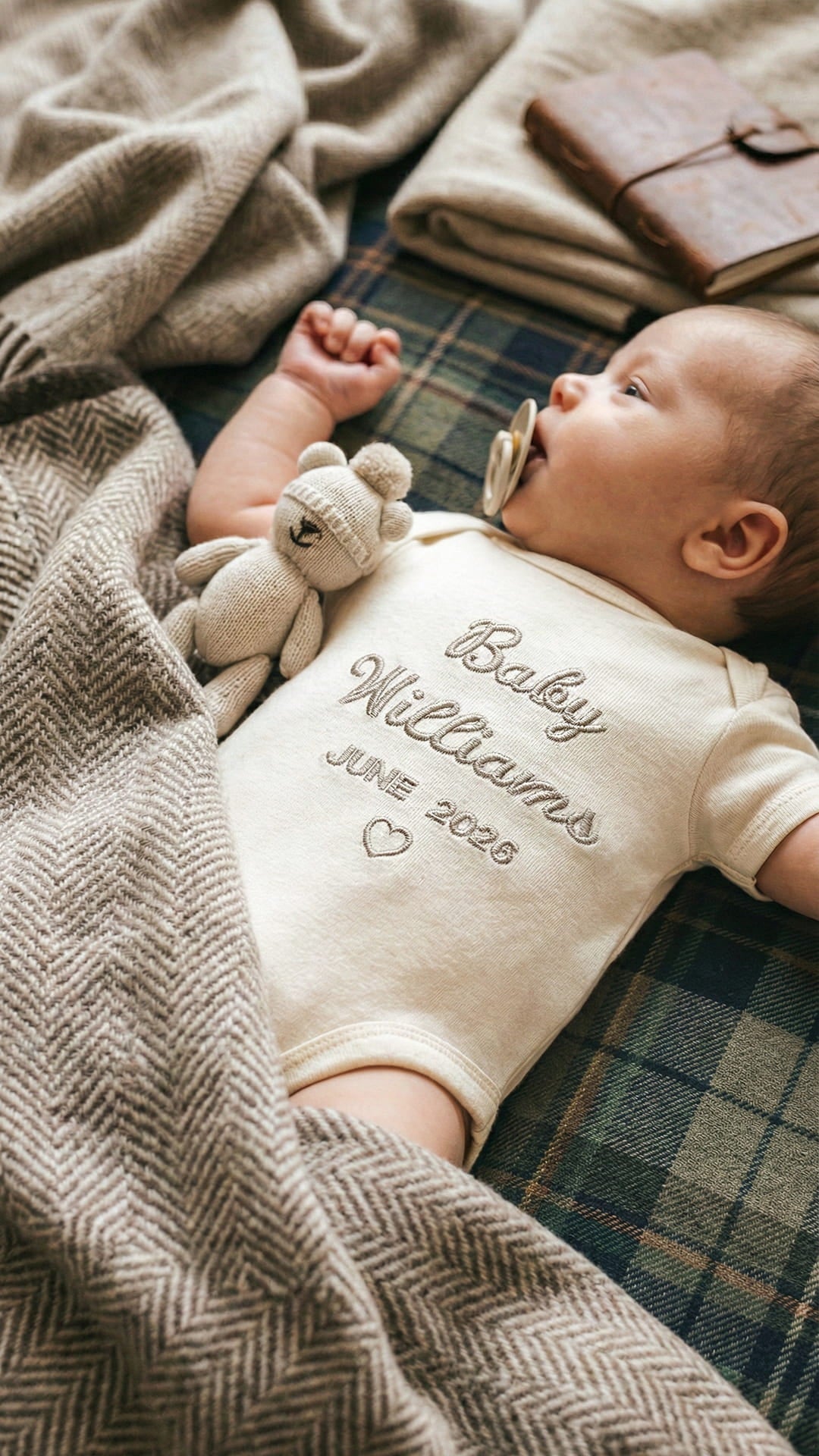 Baby Name & Arrival Date Embroidered Bodysuit