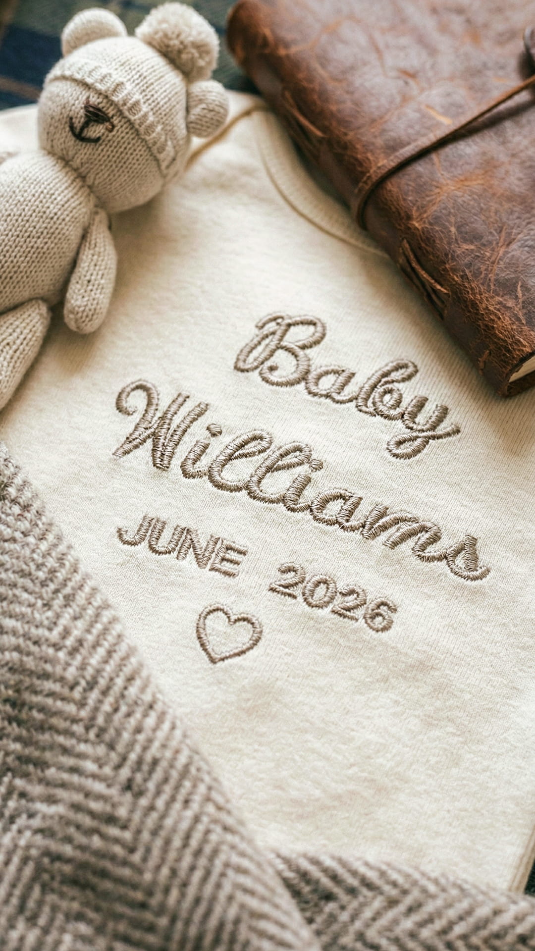Baby Name & Arrival Date Embroidered Bodysuit