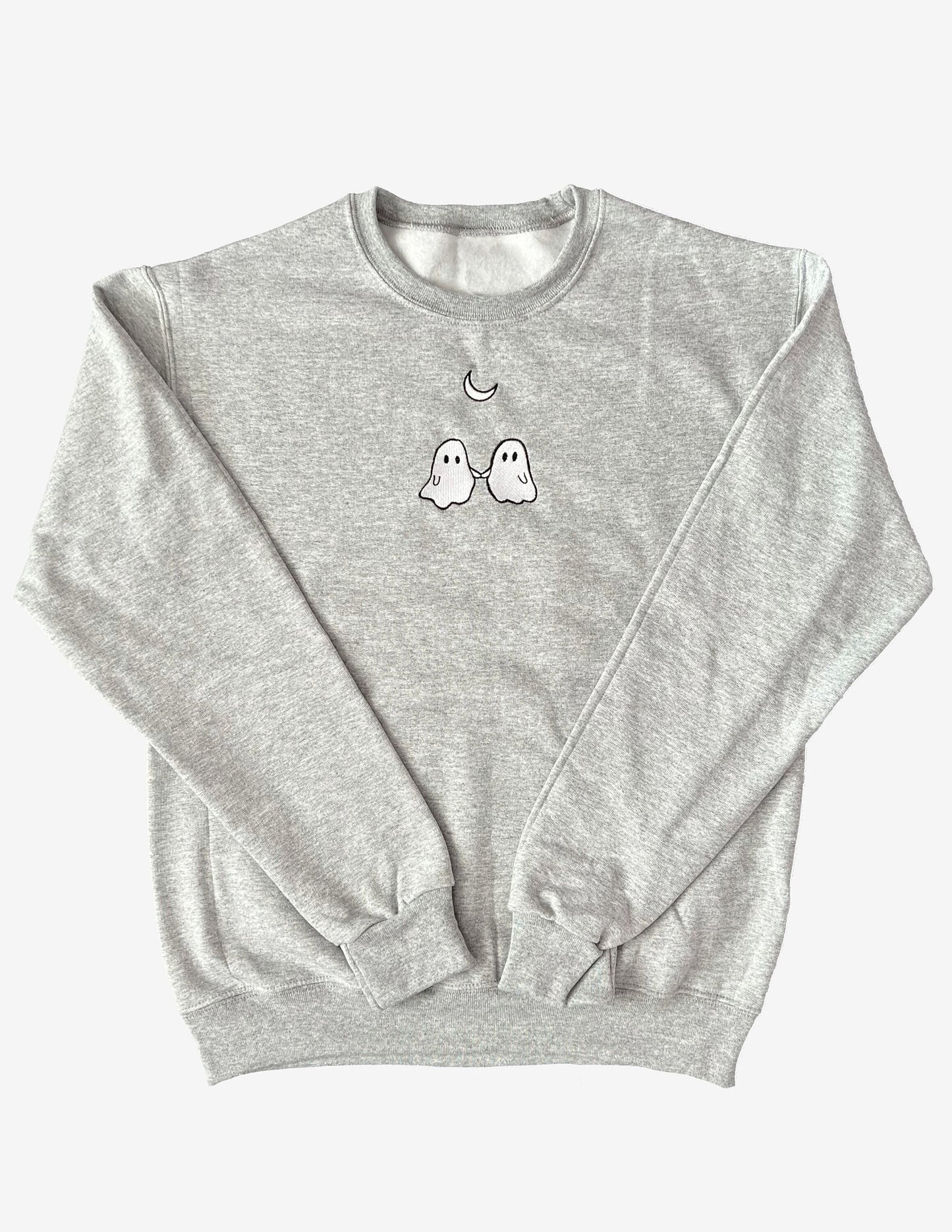 Ghost Holding Hands Embroidered Holiday Sweatshirt