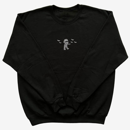 Mummy Embroidered Holiday Sweatshirt - Black