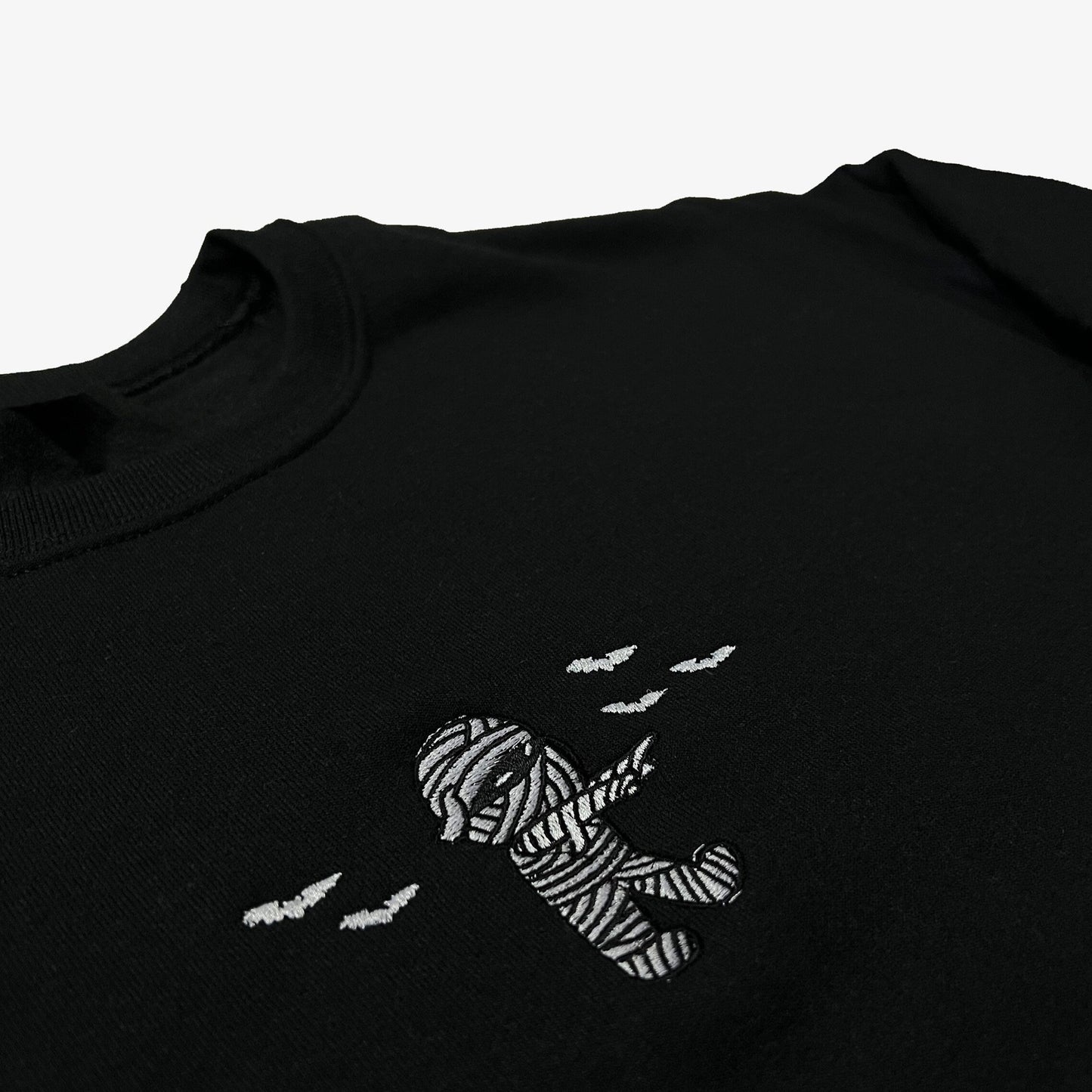 Mummy Embroidered Holiday Sweatshirt - Black