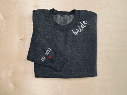 Custom Neckline Bride Embroidered Sweatshirt