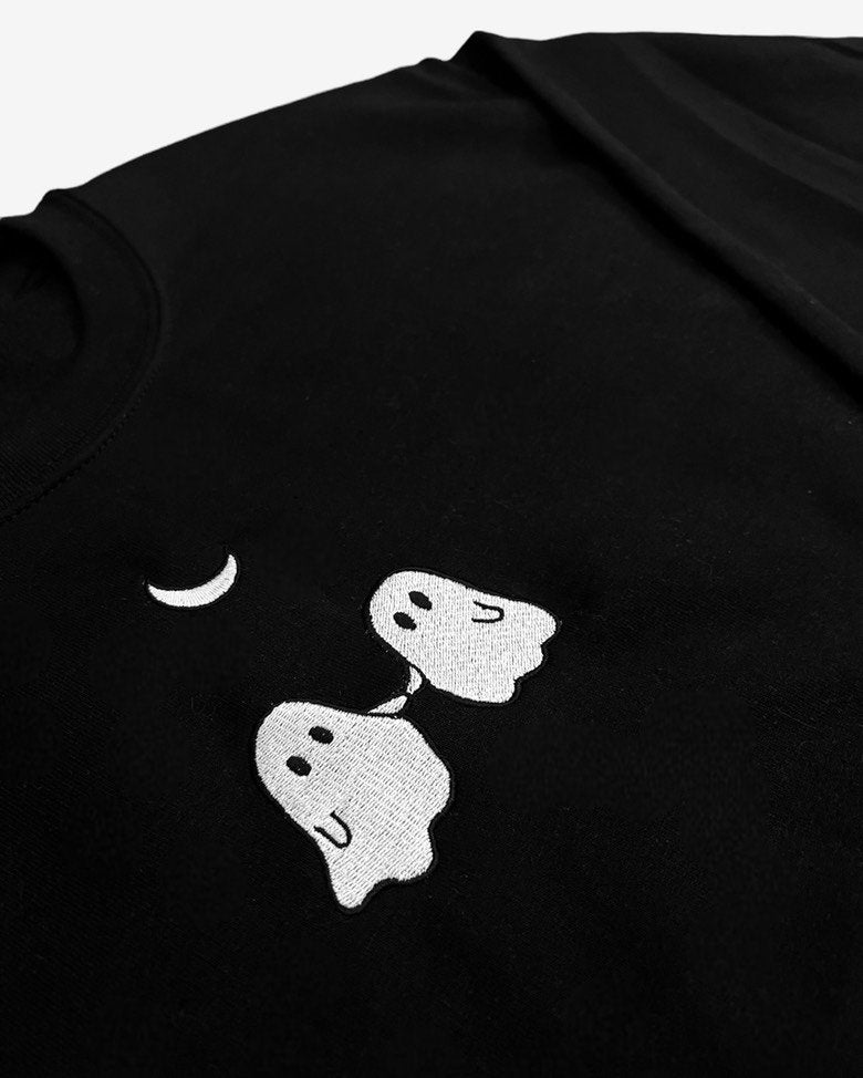 Ghost Holding Hands Embroidered Holiday Sweatshirt