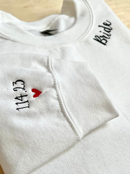 Custom Neckline Bride Embroidered Sweatshirt